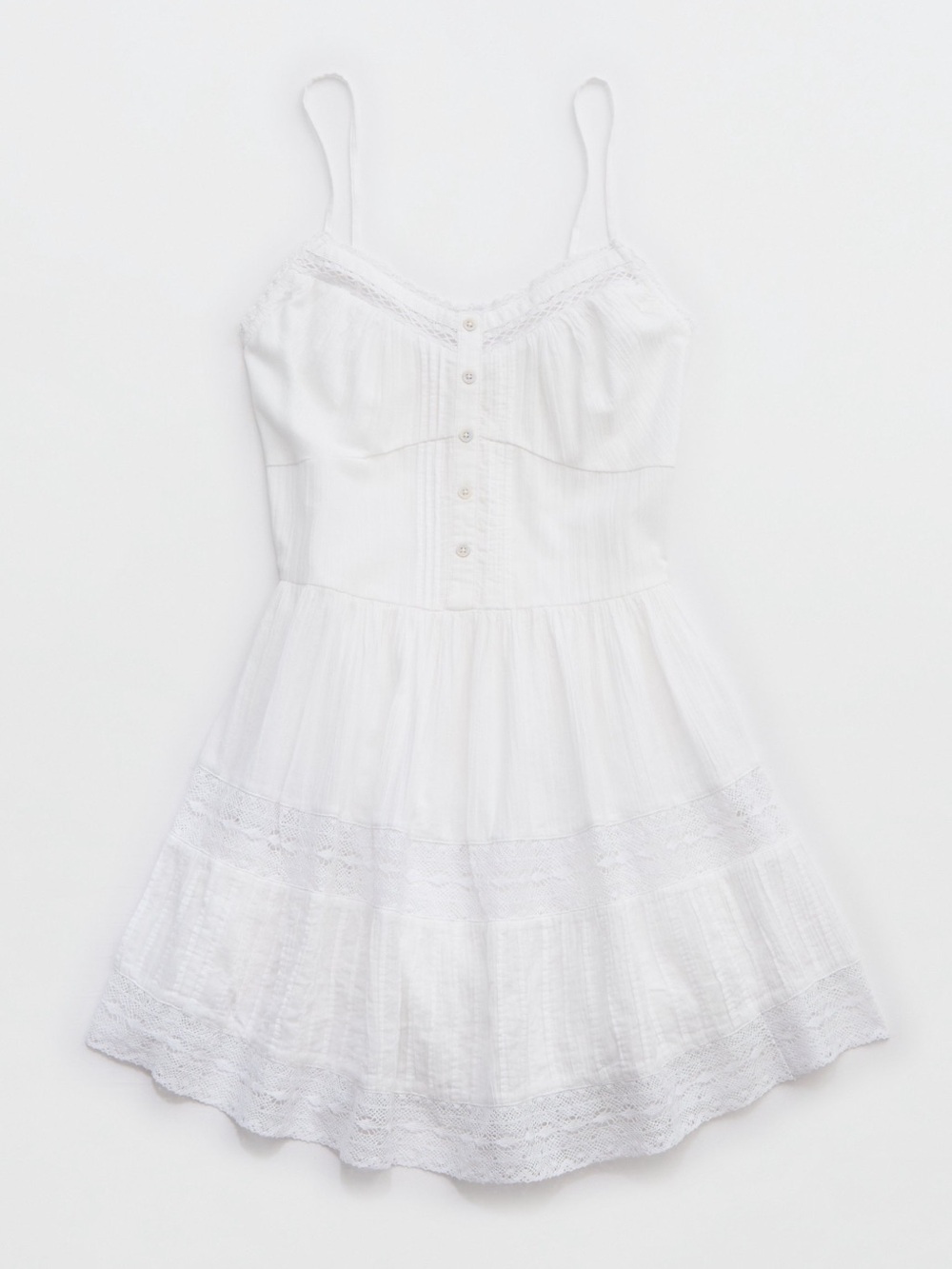 Aerie 100% Cotton White Lace Trim Mini Sundress